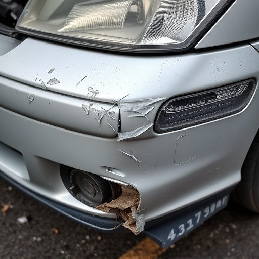 damaged car bumper