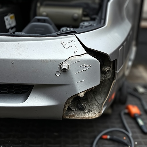 damaged car bumper
