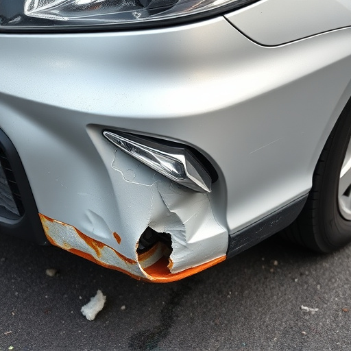 damaged car bumper