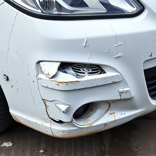 damaged car bumper