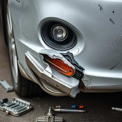 damaged car bumper