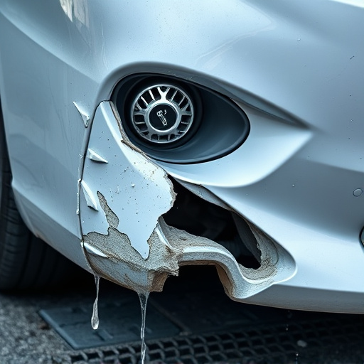 damaged car bumper
