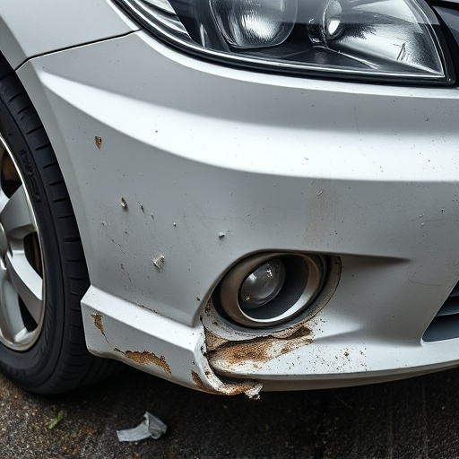 damaged car bumper
