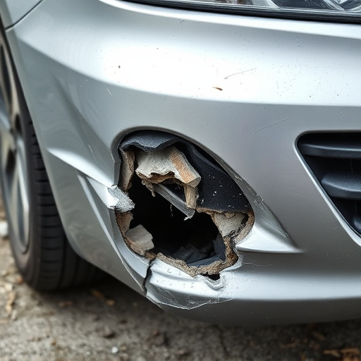 damaged car bumper