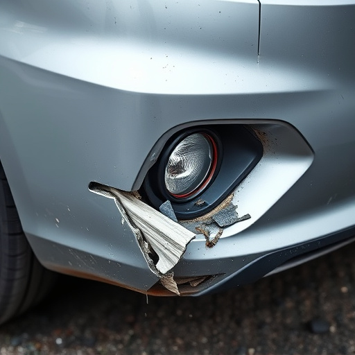 damaged car bumper