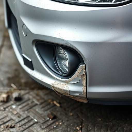 damaged car bumper