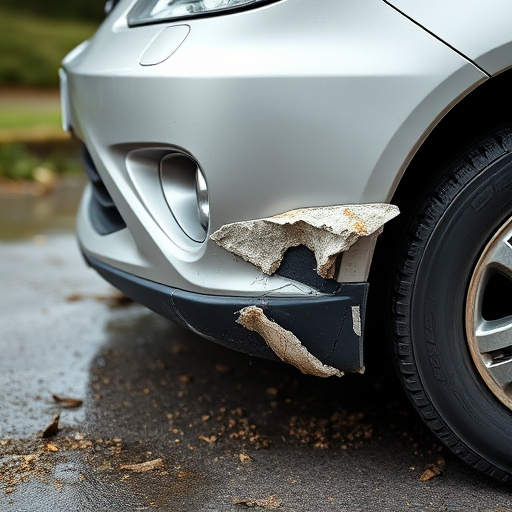 damaged car bumper