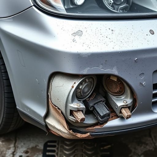 damaged car bumper