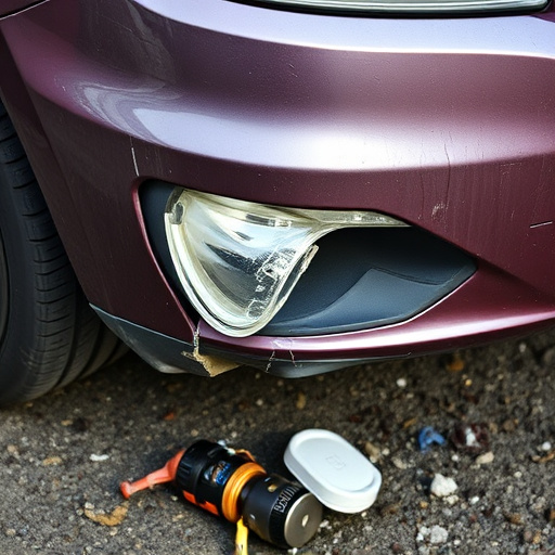 damaged car bumper