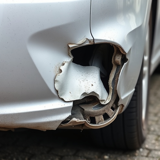 damaged car bumper