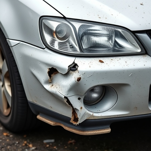 damaged car bumper