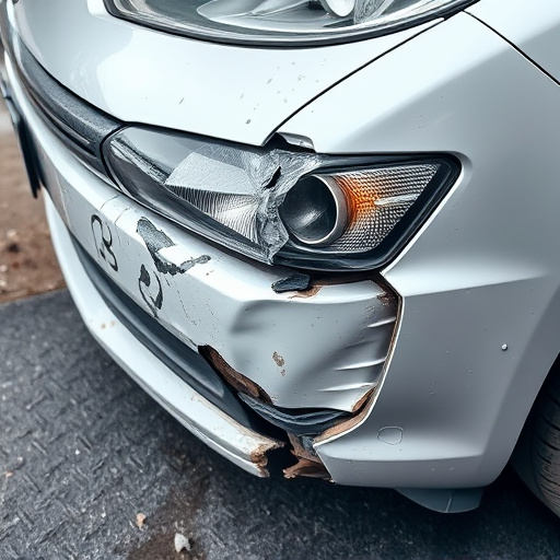 damaged car bumper
