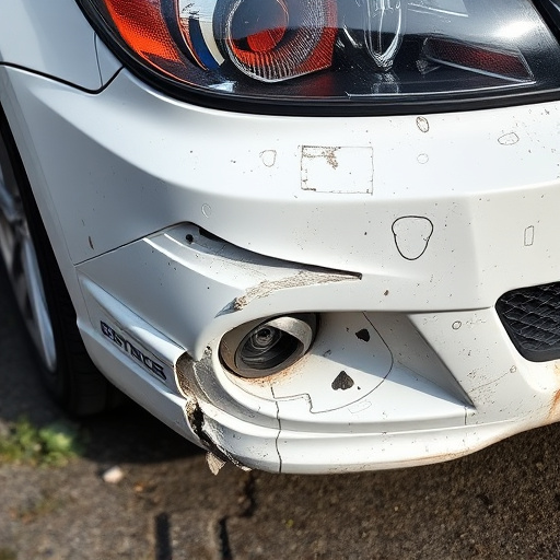 damaged car bumper