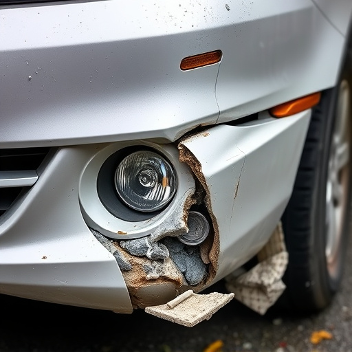 damaged car bumper