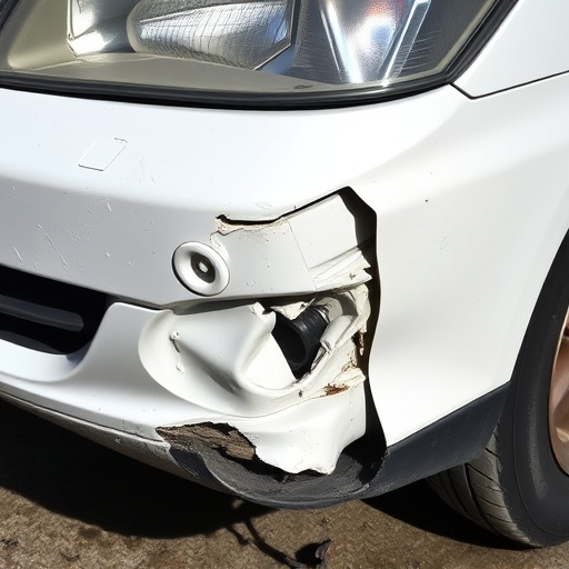 damaged car bumper