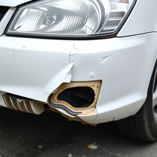 damaged car bumper