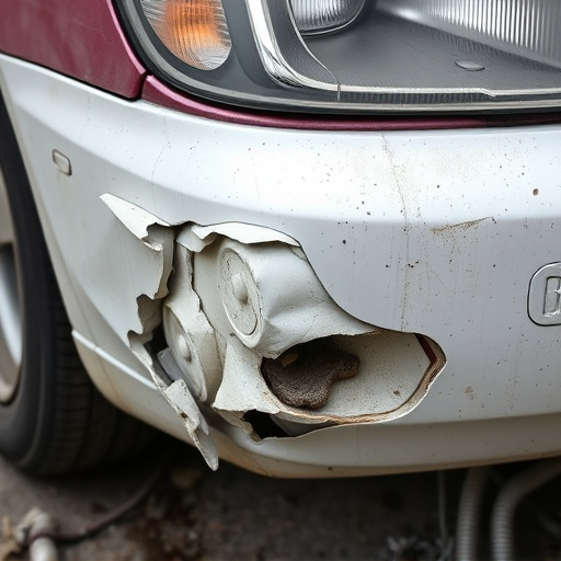 damaged car bumper