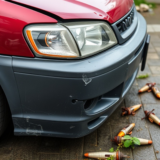 damaged car bumper