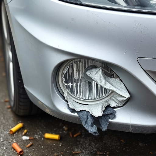 damaged car bumper
