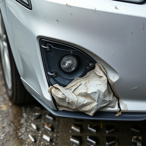 damaged car bumper