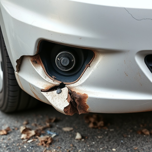 damaged car bumper