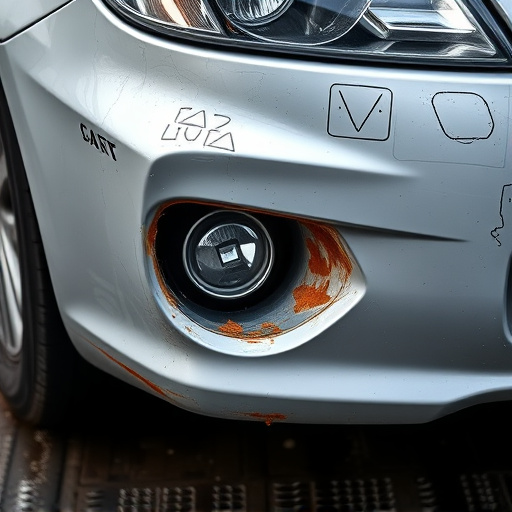 damaged car bumper