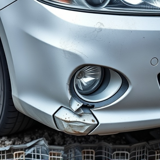 damaged car bumper