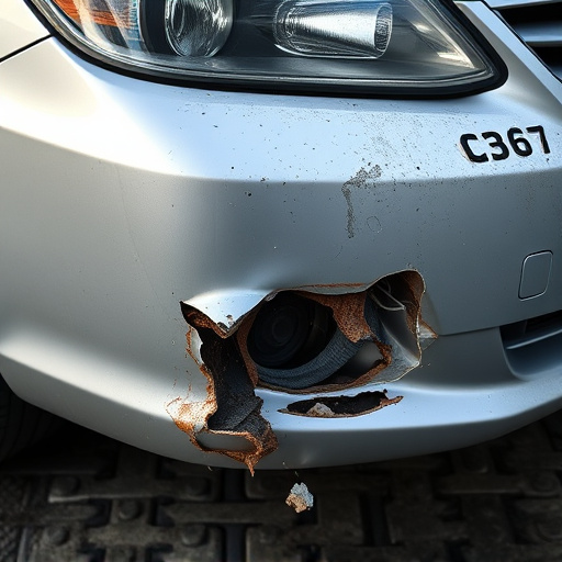 damaged car bumper