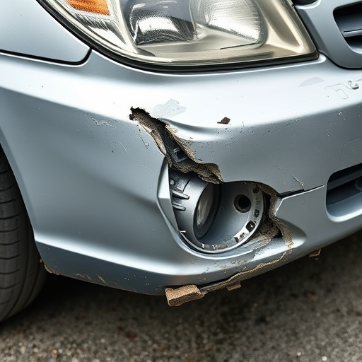 damaged car bumper