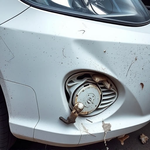 damaged car bumper