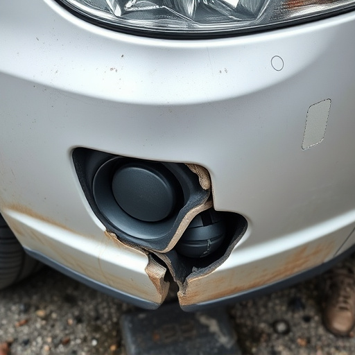 damaged car bumper