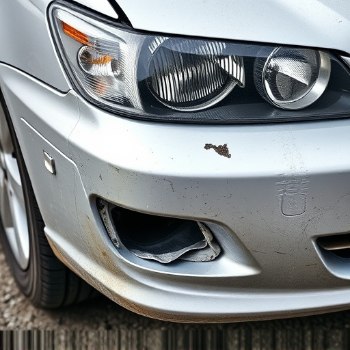 damaged car bumper