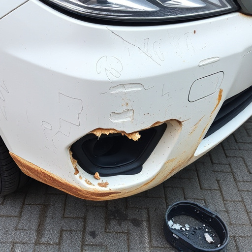damaged car bumper