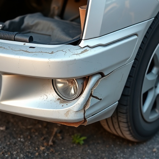 damaged car bumper