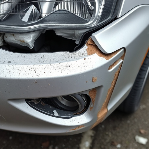 damaged car bumper