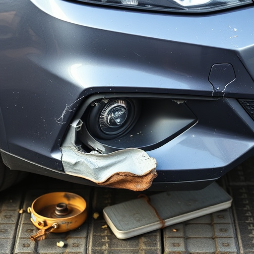 damaged car bumper