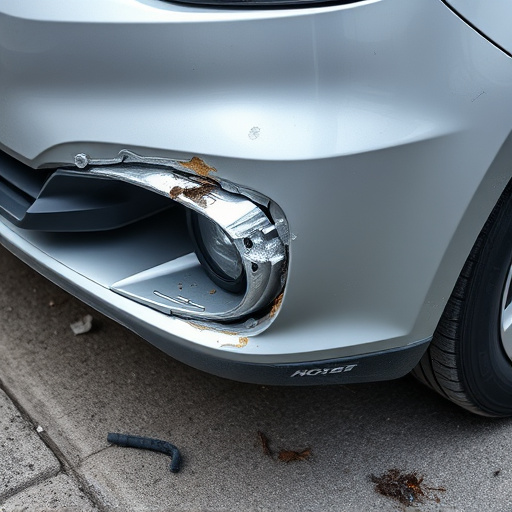 damaged car bumper