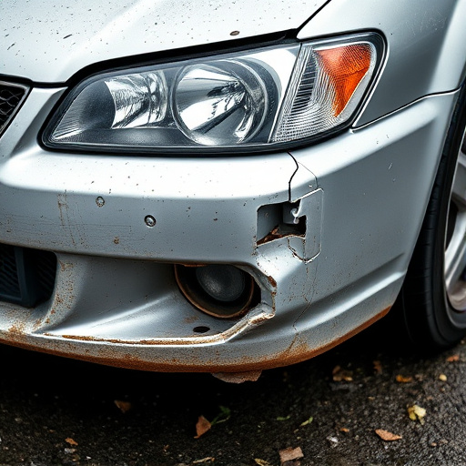 damaged car bumper