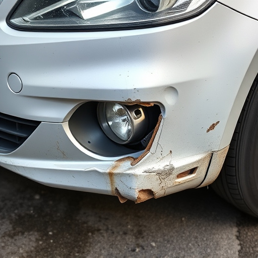 damaged car bumper
