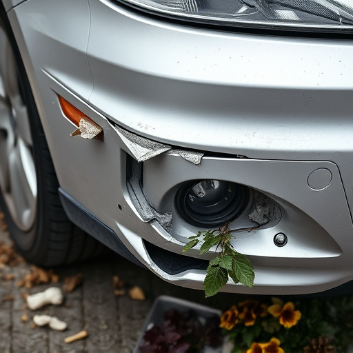 damaged car bumper