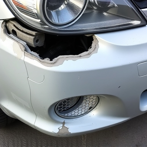 damaged car bumper