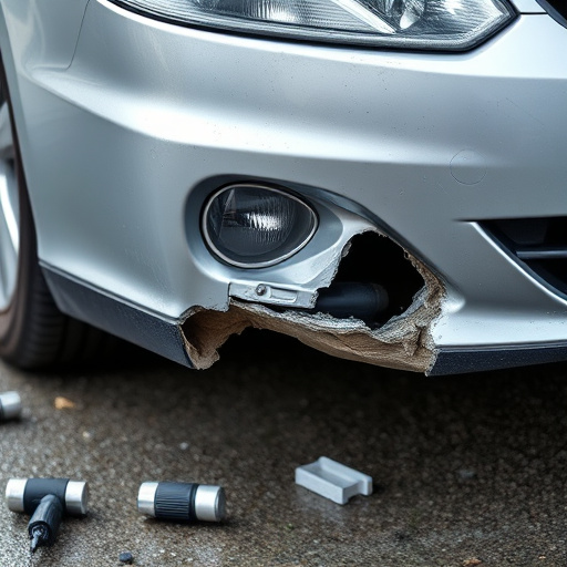 damaged car bumper