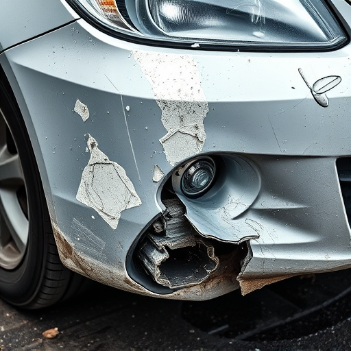 damaged car bumper
