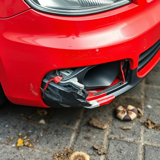 damaged car bumper