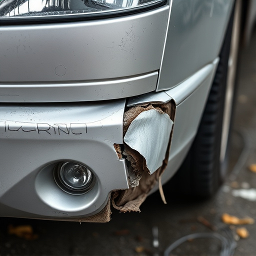 damaged car bumper