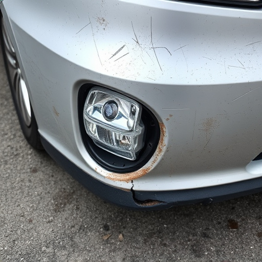 damaged car bumper