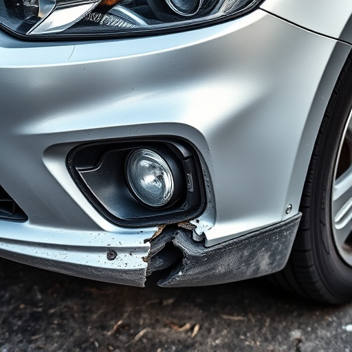 damaged car bumper