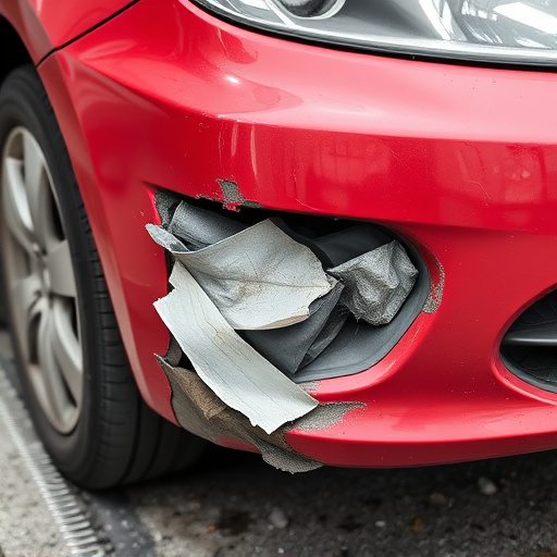 damaged car bumper