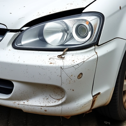 damaged car bumper