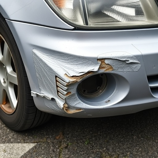 damaged car bumper